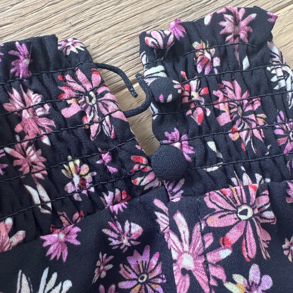 Nanette Lepore Black Floral Mock-Neck Midi Dress with Pink Blossoms - Picture 10 of 10